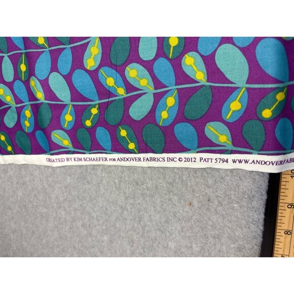Kim Schaefer Andover Fabrics Inc Cotton Fabric 19" x 44" Purple Blue Leaf Print - Picture 5 of 11